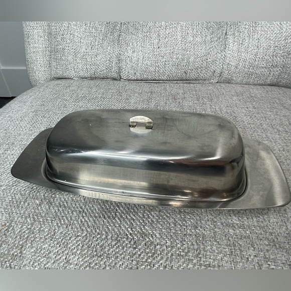Vintage SELANDIA Stainless Steel Denmark Butter Dish Mid Century 3 Piece - Picture 1 of 4